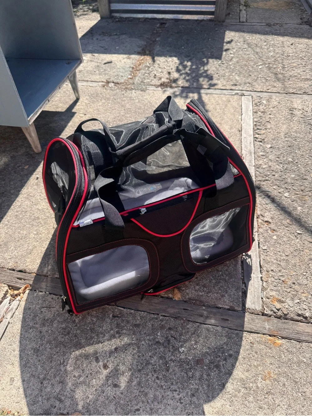 Katziela Black and Red Soft-Sided Pet Carrier for Dogs and Cats